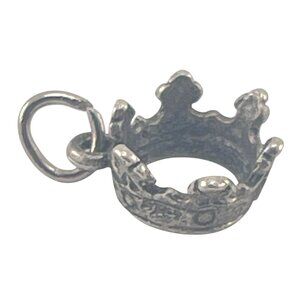 Sterling Silver 3/4" Kings Crown Charm Pendant For Bracelet or Necklace